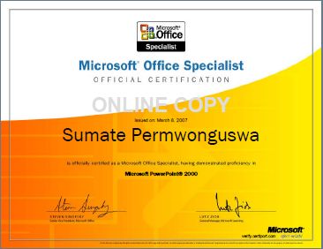 MOS PowerPoint 2000 Certificate